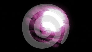 Red and purple background. Motion. A dark background with a small thick ball in the animation that shakes in different