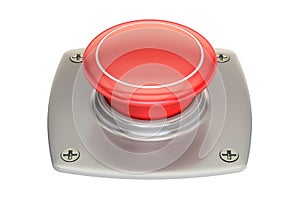 Red push button, 3D rendering
