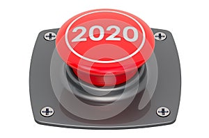 2020 Red Push Button, 3D rendering