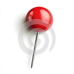 Red Push Pin Clipart on White Background