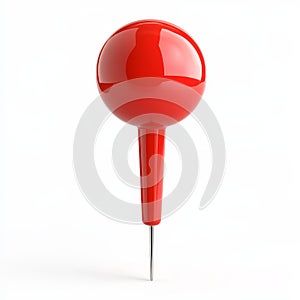 Red Push Pin Clipart on White Background