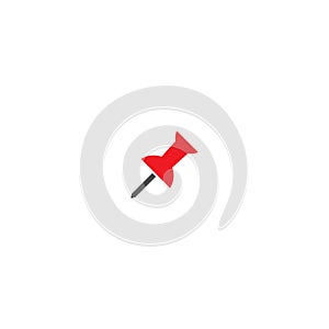Red push pin icon isolated on white. office stationary needle
