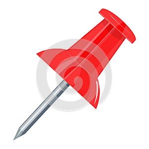 Red push pin illustration isolated on white background