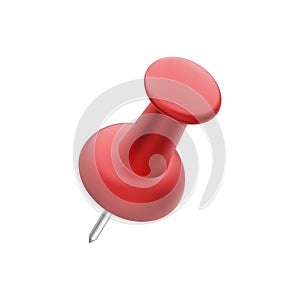 Red push pin isolated on white background. Thumbtack. Vector illustration