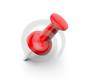 Red push pin on white background