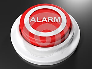 Red pushbutton alarm - 3D rendering