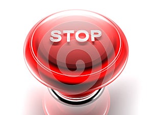 Red pushbutton to STOP - 3D rendering