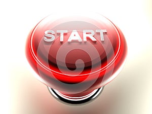 Red pushbutton to START - 3D rendering