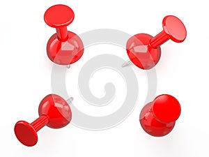 Red pushpin. 3d image. Isolated white background.