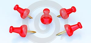 Red pushpin  Realistic 3d push pins pinned in different angles isolated on white