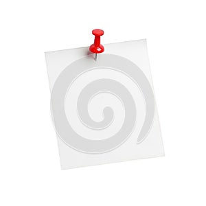Red pushpin securing a blank note