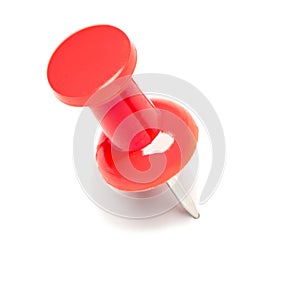 Red Pushpin on White