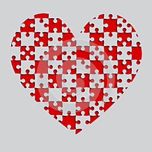 Red Puzzle Heart Pieces - JigSaw - Field Chess