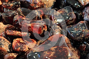 Red pyrope minerals (garnet)