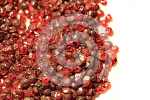 Red pyrope minerals (garnet)