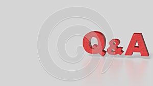 The Red Q A on white Background 3d Rendering