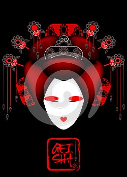 Portrait of Japanese or asian girl, traditional style with Japanese hairstyle, madama butterfly or Geisha