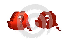 Red Question mark icon isolated on transparent background. FAQ sign. Copy files, chat speech bubble and chart.