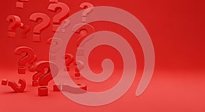 Red Question Marks on Red Background, Concept of Uncertainty, FAQ