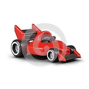 Red race car in 3D style. Transport for high speed driving, bolide. Bright monocoque photo