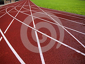 Red racetrack on the stadium