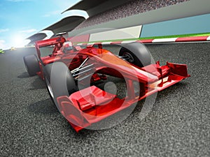 Red racing car on the track. 3D illustration