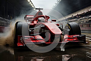 red racing car on track for formula one racing