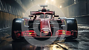 red racing car on track for formula one racing