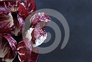 Red radicchio leaves.