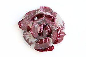 Red radicchio leaves.