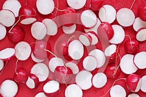 Red radishes background