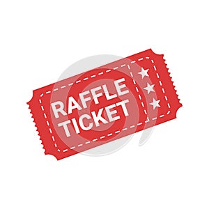 Red raffle ticket with text