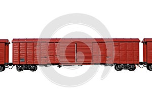 red rail car isolated on a white background.