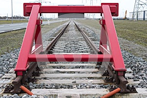 Red railroad buffer photo