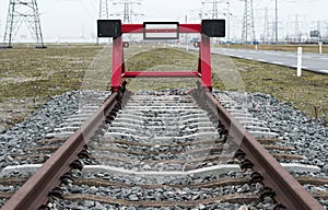 Red railroad buffer photo