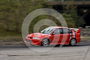 Red rally car