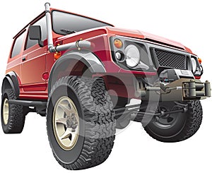 Red rally jeep