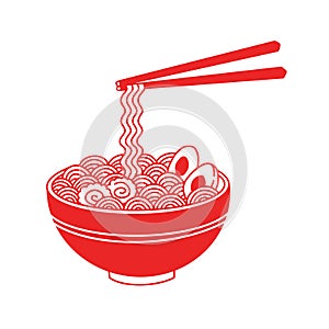 Red ramen noodle soup icon