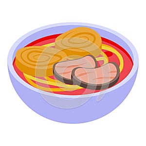 Red ramen soup icon isometric vector. Japanese food