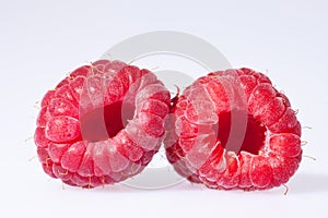 red rasberries isolated on white background