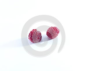 Red raspberries, white background. Vegetarian, diet food, photo