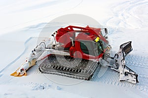 Red ratrak snowmobile