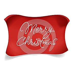 Red realistic detailed curved paper Merry Christmas banner isolated on white background. Vector illustration.v