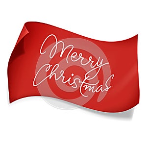 Red realistic detailed curved paper Merry Christmas banner isolated on white background. Vector illustration.v