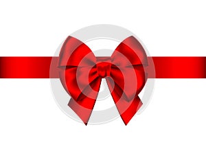 Red realistic gift bow with horizontal ribbon