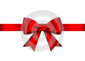 Red realistic gift bow with horizontal ribbon