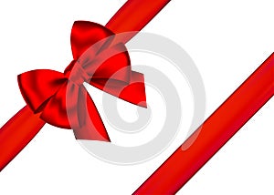 Red realistic gift bow with horizontal ribbon