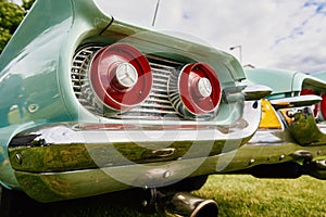 Red rear light of retro car