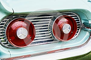 Red rear light of retro car