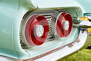 Red rear light of retro car